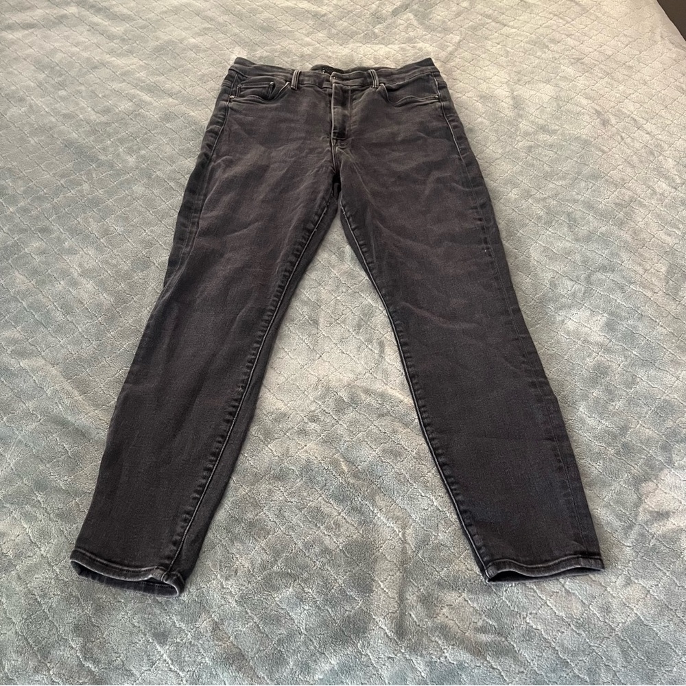 Mother High Waisted Looker Ankle Jeans Encounters At Night Black Size 32
